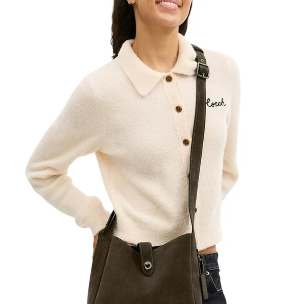 Coach Hadley Convertible Shoulder Crossbody Bag Suede Olive Army Green CCG43 NWT - Picture 14 of 15